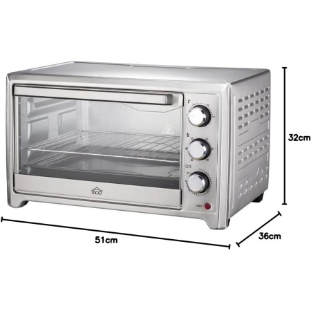 FORNO ELETTRICO  35 LITRI -ACCIAO INOX MBS35- TERMOSTATO 4 FUNZIONI -VENTILATO -1500W