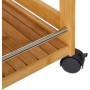 CASA SELECCION TAVOLO DA CAMERIERA IN BAMBU' CON RUOTE  55X32X62,50 CM COD 7574 COLOR NATURALE