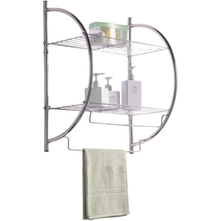 PraTiKo Life Porta Asciugamani Bagno Porta Asciugamani Da Parete in Acciaio Due Mensole Porta Oggetti Doccia cod 657879