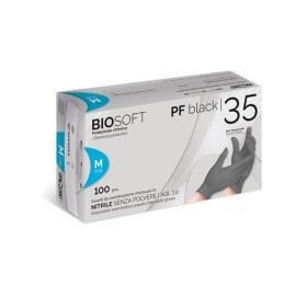 100 GUANTI NITRILE NERI SENZA POLVERE PF BLACK 35 GUANTI MONOUSO