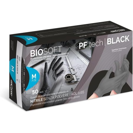 GLOVELY 50 GUANTI MODELLO TECH SUPER SPESSORATO SENZA POLVERE ALTA RESISTENZA NERO TAGLIA M-L-XL