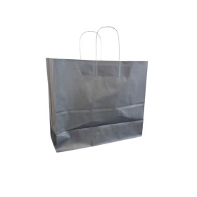 1 BUSTA BORSA SHOPPER SACCHETTI DI CARTA CON MANICO CORDINOBIANCO COLORE NERO