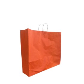 1 BUSTA BORSA SHOPPER SACCHETTI DI CARTA CON MANICO CORDINO BIANCO COLORE ARANCIONE 55X15X49