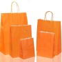 150 BUSTE BORSA SHOPPER SACCHETTI DI CARTA CON MANICO CORDINO BIANCO COLORE ARANCIONE 55X15X49