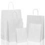 1 BUSTA BORSA SHOPPER 14X8X5X21.5  SACCHETTI DI CARTA CON MANICO CORDINO COLORE BIANCO