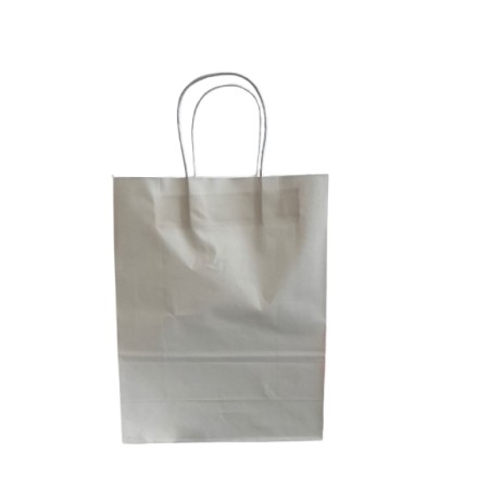 1 BUSTA BORSA SHOPPER 22x10x29  SACCHETTI DI CARTA CON MANICO CORDINO BIANCO COLORE BEIGE