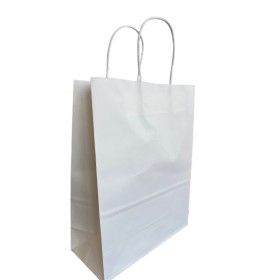 250 BUSTAE BORSA SHOPPER 22x10x29 SACCHETTI DI CARTA CON MANICO CORDINO BIANCO COLORE BEIGE