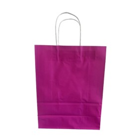 1 BUSTA BORSA SHOPPER 22x10x29  SACCHETTI DI CARTA CON MANICO CORDINO BIANCO COLORE  FUCSIA