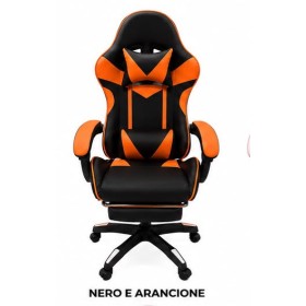 SEDIA DA GAMING WSE8156 BICOLORE PELLE SINTETICA CON ROTELLE CUSCINO SUPPORTO E POGGIAPIEDI