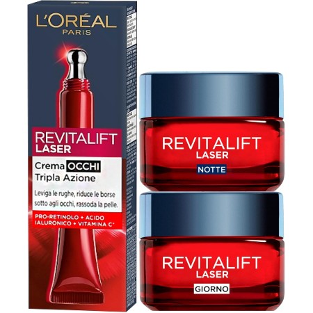 L'ORÉAL PARIS CREMA VISO GIORNO E NOTTE REVITALIFT LASER X3, + SIERO VISO A6674603 ANTI-ETÀ CON ACIDO IALURONICO  AA6670804 +A7564102