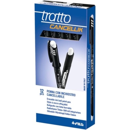 TRATTO 806103 CANCELLIK PENNA A SFERA CANCELLABILE, 1 MM, CONFEZIONE DA 12, NERO
