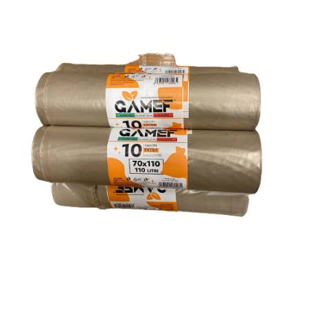 35 SACCHI (5 ROTOLI)  RESISTENTI COLOR AMBRA PER RIFIUTI 90X120 GAMEF 3443 150 LITRI MADE IN ITALY