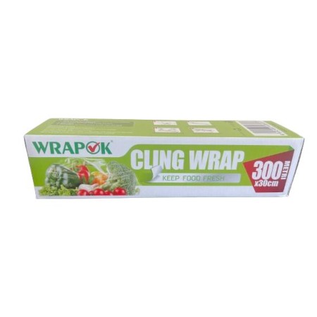 PELLICOLA PER ALIMENTI TRASPARENTE WRAPOK 300 METRI X 30 CM SUPERADERENTE CON TAGLIERINA