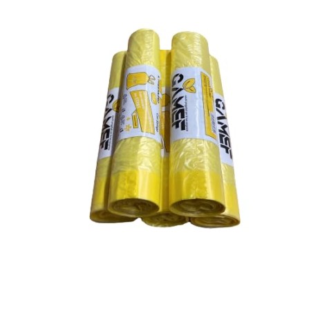 GAMEF 75 SACCHI PER LA RACCOLTA DIFFERENZIATA RESISTENTI GIALLO 55X65 CON STRINGA 40 Litri (5 ROTOLI )