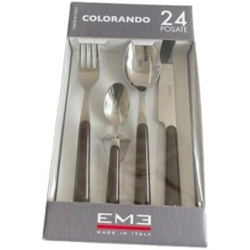 EME P13BR/89 CONFEZIONE POSATE 24 PEZZI EME MADE IN ITALY SET DI POSATE COLORANDO (MARRONE) EME P13BR/89 CONFEZIONE POSATE 24 PEZZI EME MADE IN ITALY SET DI POSATE COLORANDO (MARRONE)
