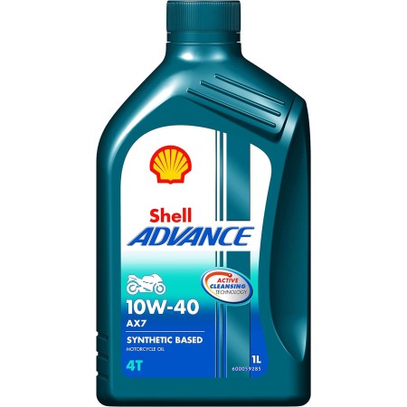 OLIO MOTORE 1 LITRO SHELL 550053815 ADVANCE 4T AX7 10W40 (SM/MA2), BLU, 200043 PER MOTO