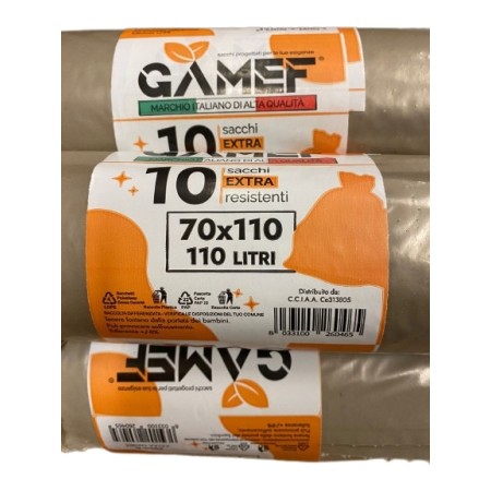 50 SACCHI EXTRA RESISTENTI 70X110 AMBRA GAMEF 3428 ( 5 ROTOLI )