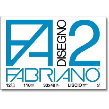 FABRIANO F2 ALBUM DA DISEGNO, FORMATO 24 X 33 CM, FOGLI LISCI, 20 FOGLI