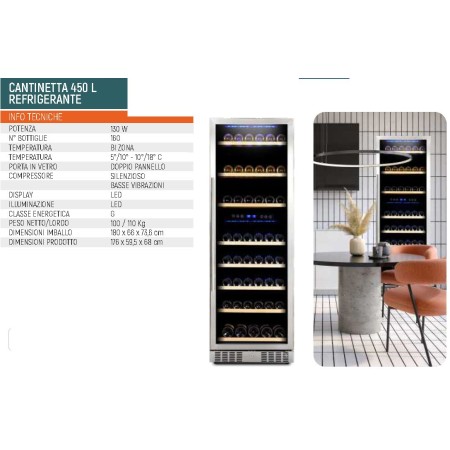 CANTINETTA 450 LITRI REFRIGERANTE VINCO 130W ILLUMINAZIONE LED
