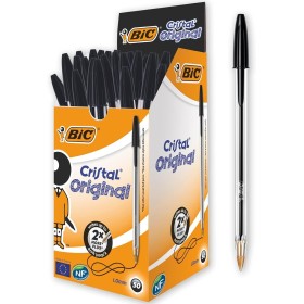 BIC CRISTAL ORIGINAL, PENNE NERE A SFERA, PUNTA MEDIA (1.00 MM), CONFEZIONE 50