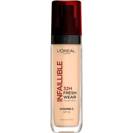 L'ORÉAL PARIS A9664103 FONDOTINTA LIQUIDO INFAILLIBLE 32H, COPRENTE A LUNGA TENUTA CON PROTEZIONE SOLARE SPF25, FORMULA WATERPROOF E IDRATANTE, TONALITÀ: 100 LIN