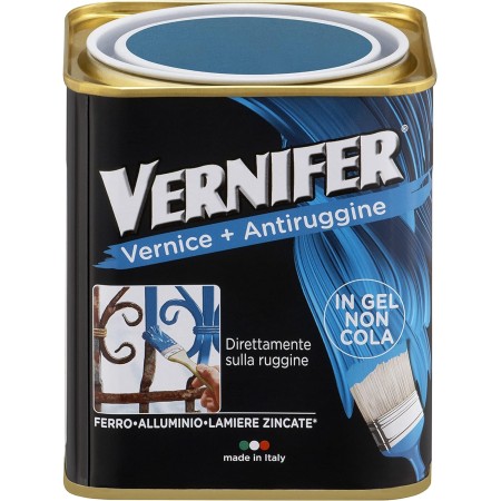AREXONS 4893 VERNIFER | Azzurro Antichizzato, 750 ml Prodotto Verniciante, Smalto Antiruggine, Adatto a Protezione e Finitura di idi Interni ed Esterni, Gel Verniciante
