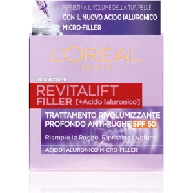 L'ORÉAL PARIS AA303601 CREMA VISO GIORNO REVITALIFT FILLER, AZIONE ANTIRUGHE RIVOLUMIZZANTE CON ACIDO IALURONICO MICRO-FILLER, SPF 50, 50 ML