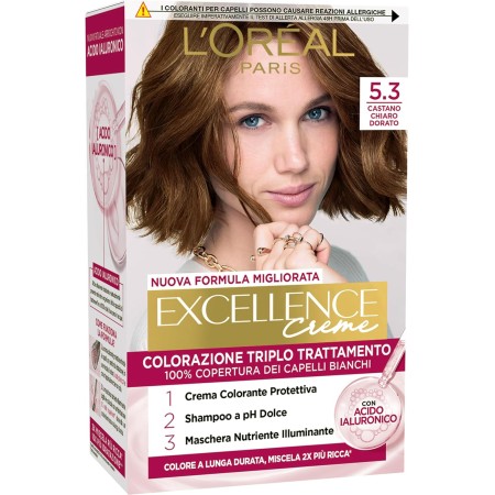 L'OREAL PARIS A1492578 COLORAZIONE TRIPLO TRATTAMENTO EXCELLENCE CON ACIDO IAURONICO COROLE CASTANO CHIARO DORATO (5,3)