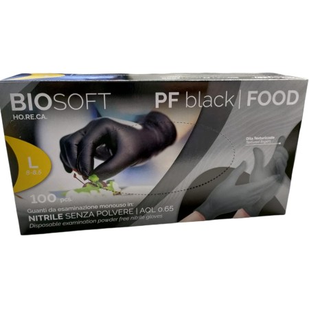 GLOVERLY GUANTI IN NITRILE NERO MONOUSO TAGLIA L 100 PEZZI,1 PACCO