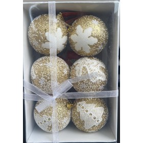 SET 6 PALLE ORO E ARGENTO PER ALBERO NATALIZIO SET 6 PALLE ORO E ARGENTO PER ALBERO NATALIZIO