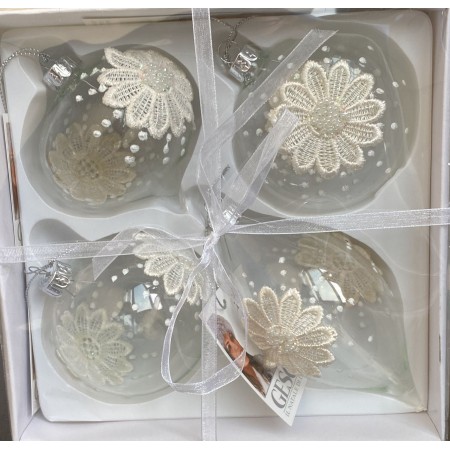 SET 4 SFERE 07710040 IN VETRO 8 CM DESAING FIORE E POIS