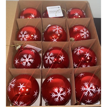 SET 12 PALLE / SFERE NATALIZIE DA 8 CM ROSSE E ORO