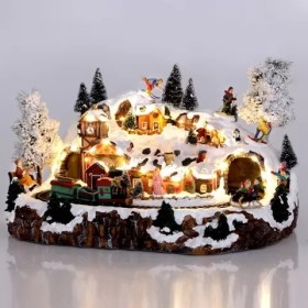 VILLAGGIO NATALIZIO LUMINOSO DI BABBO NATALE 07730064 ANIMATO CON MUSICA IN RESINA VILLAGGIO NATALIZIO LUMINOSO DI BABBO NATALE 07730064 ANIMATO CON MUSICA IN RESINA