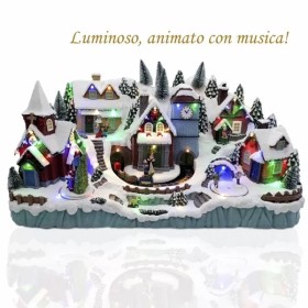 VILLAGGIO NATALIZIO LUMINOSO DI BABBO NATALE 07730288  ANIMATO CON MUSICA IN RESINA VILLAGGIO NATALIZIO LUMINOSO DI BABBO NATALE 07730288  ANIMATO CON MUSICA IN RESINA