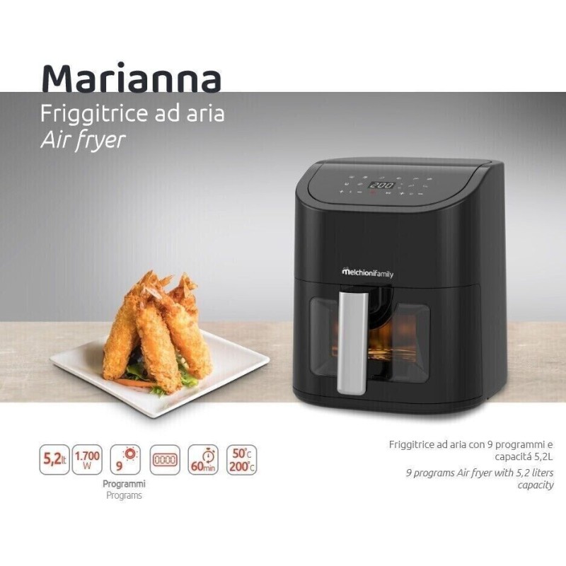 Friggitrice Ad Aria Melchioni Family Chiara 6.5L - Vapore, 8 Programmi, Digitale, Silenziosa - Foto 3