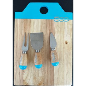 POLYFLAME 40650019 FIAT CHEESE BOARD TAGLIERE DI LEGNO CON 3  COLTELLI POLYFLAME 40650019 FIAT CHEESE BOARD TAGLIERE DI LEGNO CON 3  COLTELLI