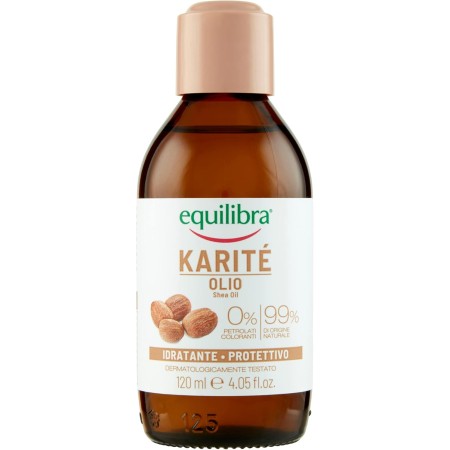 EQUILIBRA OLIO DI KARITE' Olio Viso e Corpo Estratto da Burro di Karité, Azione Idratante e Protettiva, Ideale per Pelle Secca e Massaggio, con Fitosteroli e Vitamina E,  120ML