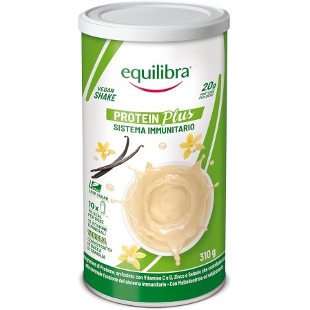 EQUILIBRA INTEGRATORI ALIMENTARI PROTEIN PLUS VANIGLIA VEGAN SHANKE SISTEMA IMMUNITARIO ENERGIA FISICA E MENTALE 310G