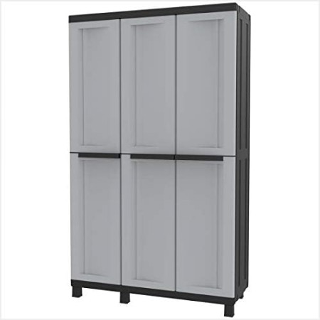 TERRY TWISTBLACK 102A  ARMADIO MULTIFUNZIONE A 3 ANTE E RIPIANI INTERNI IN PLASTICA GRIGIO/NERO 102X39X170CM