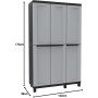 TERRY TWISTBLACK 102A  ARMADIO MULTIFUNZIONE A 3 ANTE E RIPIANI INTERNI IN PLASTICA GRIGIO/NERO 102X39X170CM