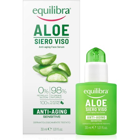 EQUILIBRA VISO ALOE SIERO ANTI-AGING ANTIRUGHE PER PELLI SENSIBILI LEVIGA E ILLUMINA CONTRASTA I SEGNI DEL TEMPO 30ML