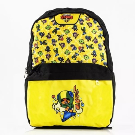 ZAINO SCUOLA 40 CM JUNIOR BRAWL STARS LEON-CROW GIALLO E BLU
