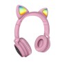 TECHMADE TM-M003-PK CUFFIA  BLUTOOTH CON ORECCHIE DI GATTO LED FUNNY SENZA FILO CON MICROFONO ROSA