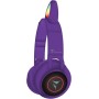TECHMADE TM-M003-PU CUFFIA  BLUTOOTH CON ORECCHIE DI GATTO LED FUNNY SENZA FILO CON MICROFONO VIOLA