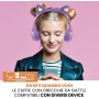 TECHMADE TM-M003-PU CUFFIA  BLUTOOTH CON ORECCHIE DI GATTO LED FUNNY SENZA FILO CON MICROFONO VIOLA