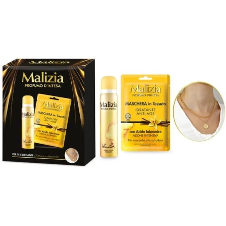 MALIZIA PROFUMO D'INTESA VANILLA COFANETTO REGALO - SEDUCTION PARFUM 100 ML + MASCHERA VISO IN TESSUTO ANTI-AGE + COLLANA