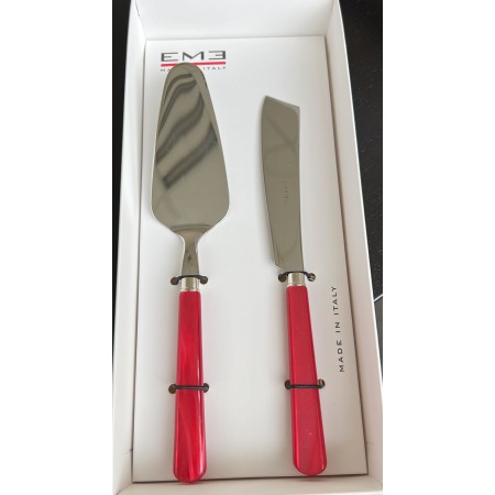 EME VETRINA PERLA ROSSO P31PE/8 SET DI POSATE PER DOLCI IN ACCIAIO 18/C CONFEZIONE REGALO