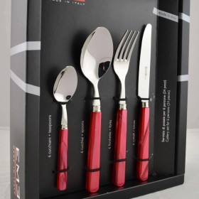 EME P13APE/8 POSATE PERLA ROSSO IN ACCIAIO INOX 18/10 MANICO IN ACRILICO ROSSO 24PZ EME P13APE/8 POSATE PERLA ROSSO IN ACCIAIO INOX 18/10 MANICO IN ACRILICO ROSSO 24PZ