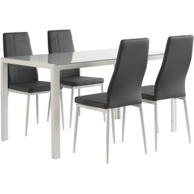SET BENNY CRIBEL  GRIGIO/BIANCO TAVOLO CON 4 SEDIE IN VETRO 135X80X76 DESIGN MODERNO SET BENNY CRIBEL  GRIGIO/BIANCO TAVOLO CON 4 SEDIE IN VETRO 135X80X76 DESIGN MODERNO