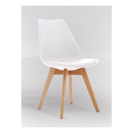 RELAXIA SET DI 4 SEDIE FLORA  IN POLIPROPILENE CON GAMBE DI LEGNO BIANCO 69X43X52CM COD WA018/24